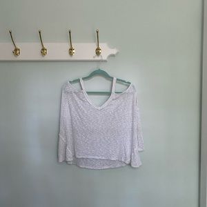 White cold shoulder sweater